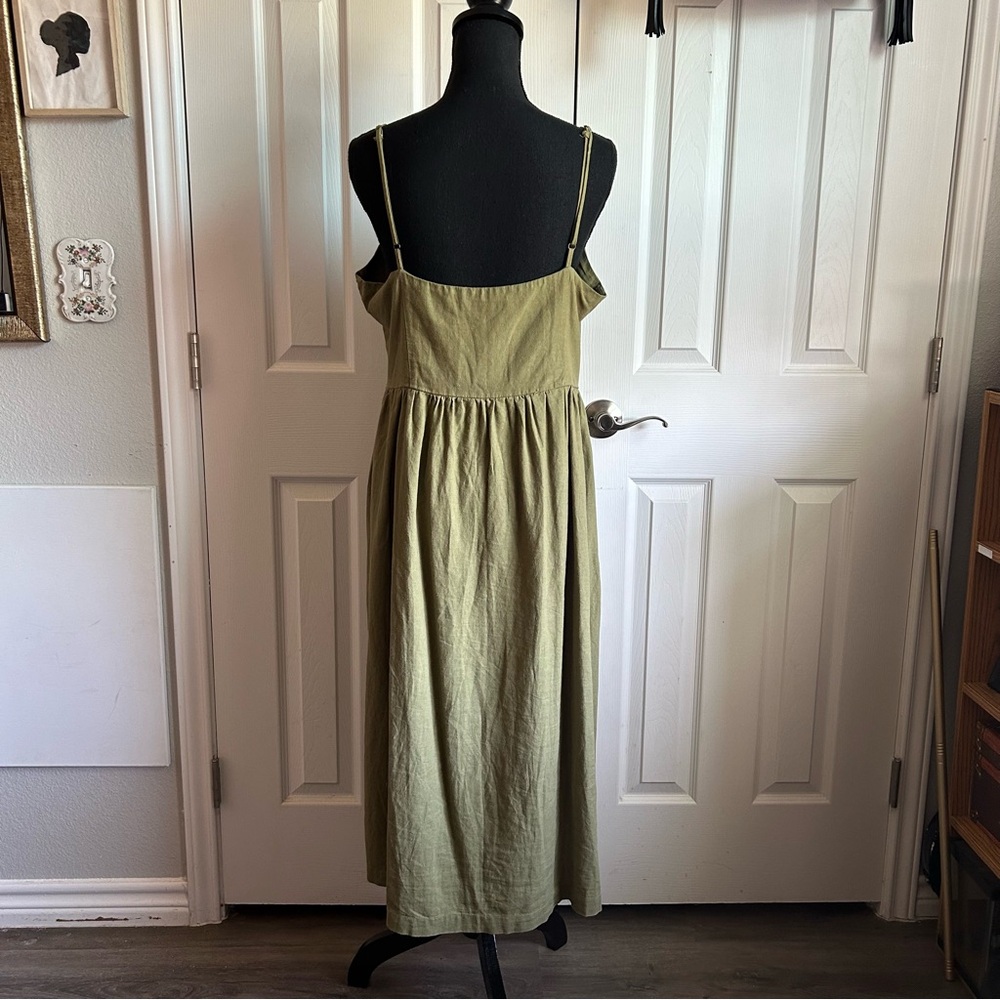 Black Tape khaki green sleeveless button down cottagecore midi dress - Picture 9 of 10